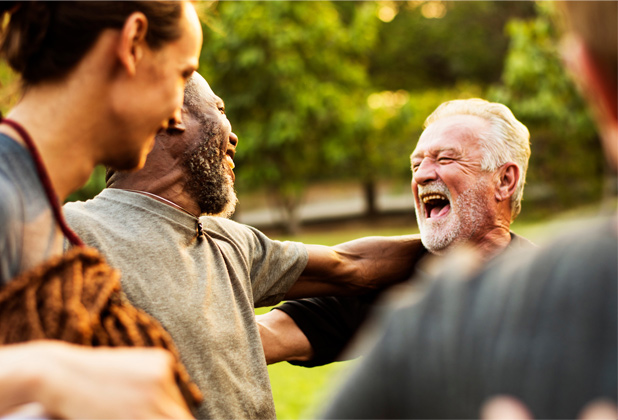 Volunteers laughing